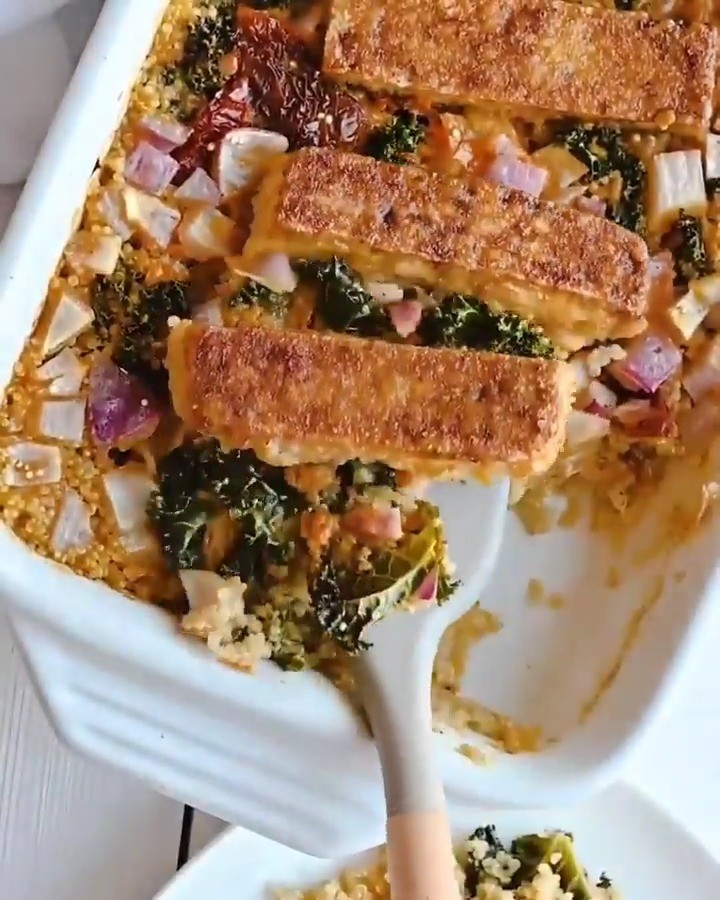 Tofu Steaks and Quinoa Casserole