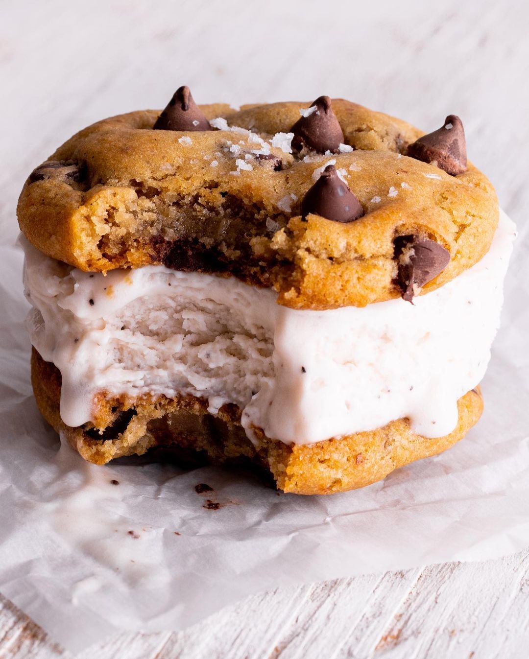 Vegan Chocolate Chip Cookie & Vanilla Bean Ice Cream Sandwiches