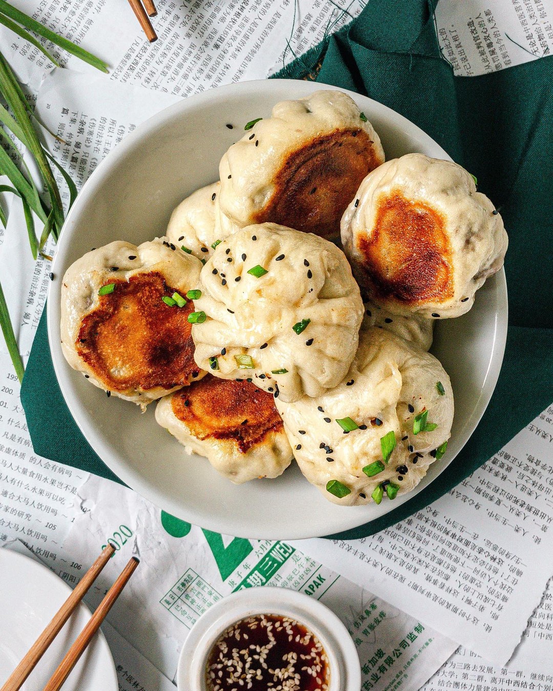Vegan Pan Fried Mushroom and Chive Buns