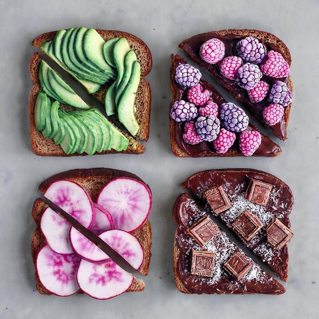Sweet and Savory Toasts with Avocado and Berries