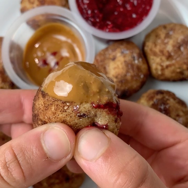 Mini Protein Snickerdoodle Donut Balls with Chia Jam