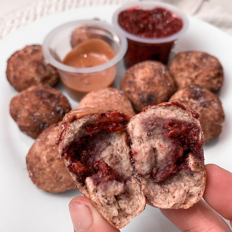 Mini Protein Snickerdoodle Donut Balls with Chia Jam