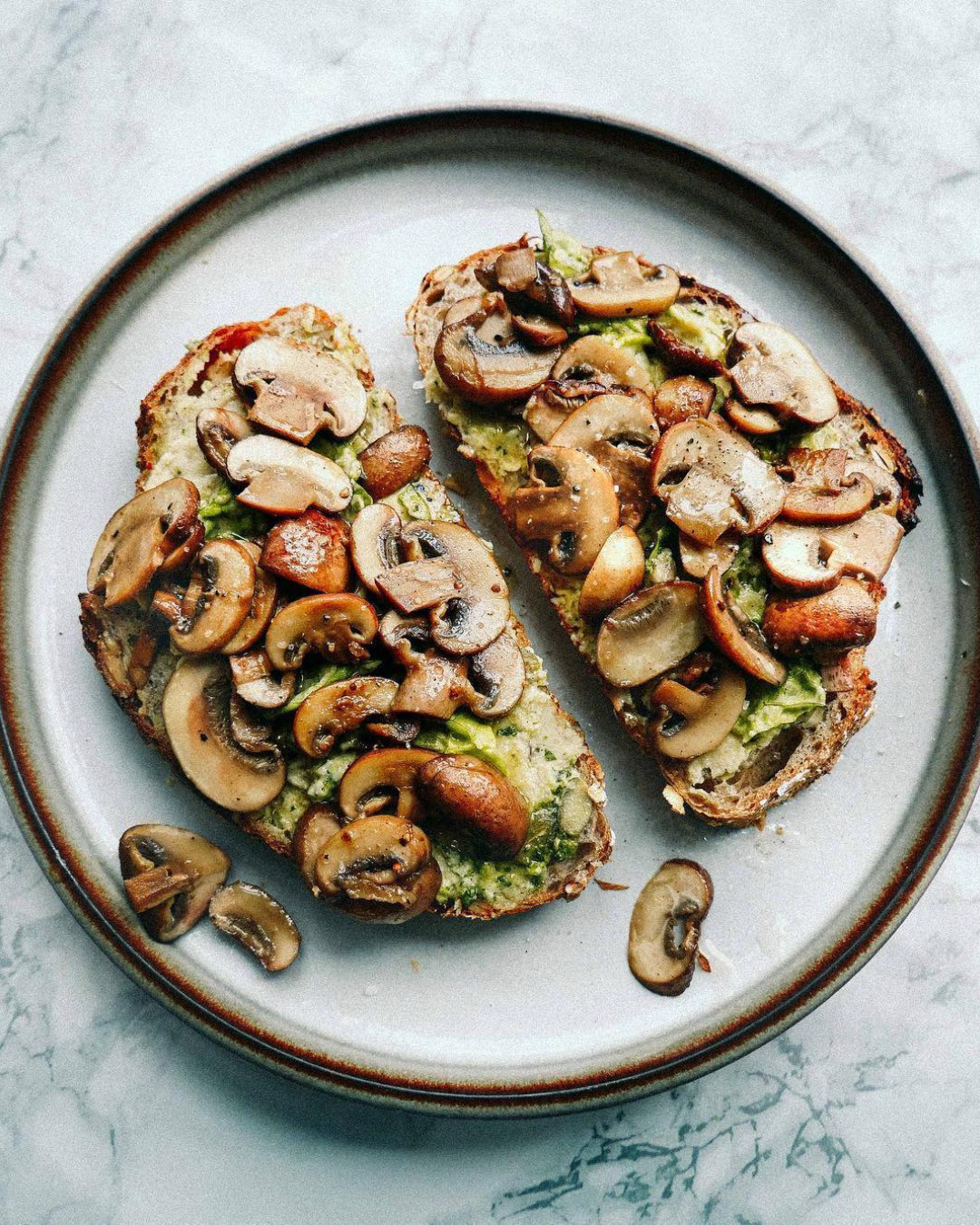 Mushroom Avocado Toast with Garlic