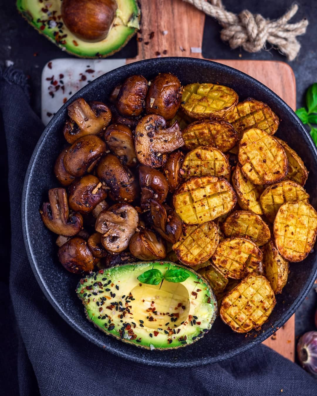 Crispy Roasted Potatoes and Mushrooms