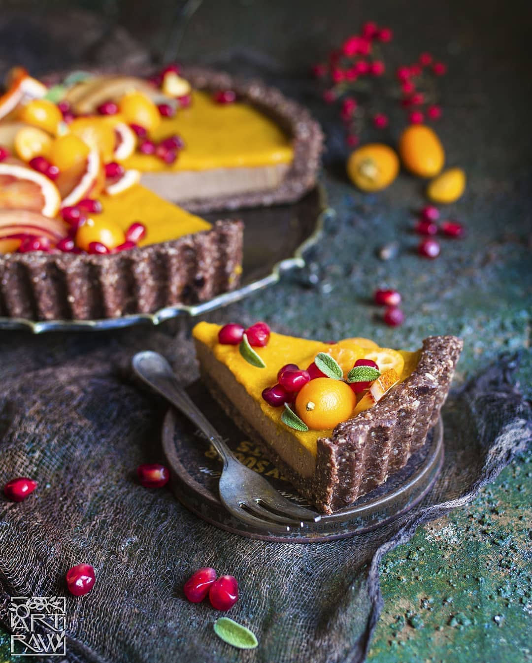 Vegan Chocolate Tart with Kumquat Jam