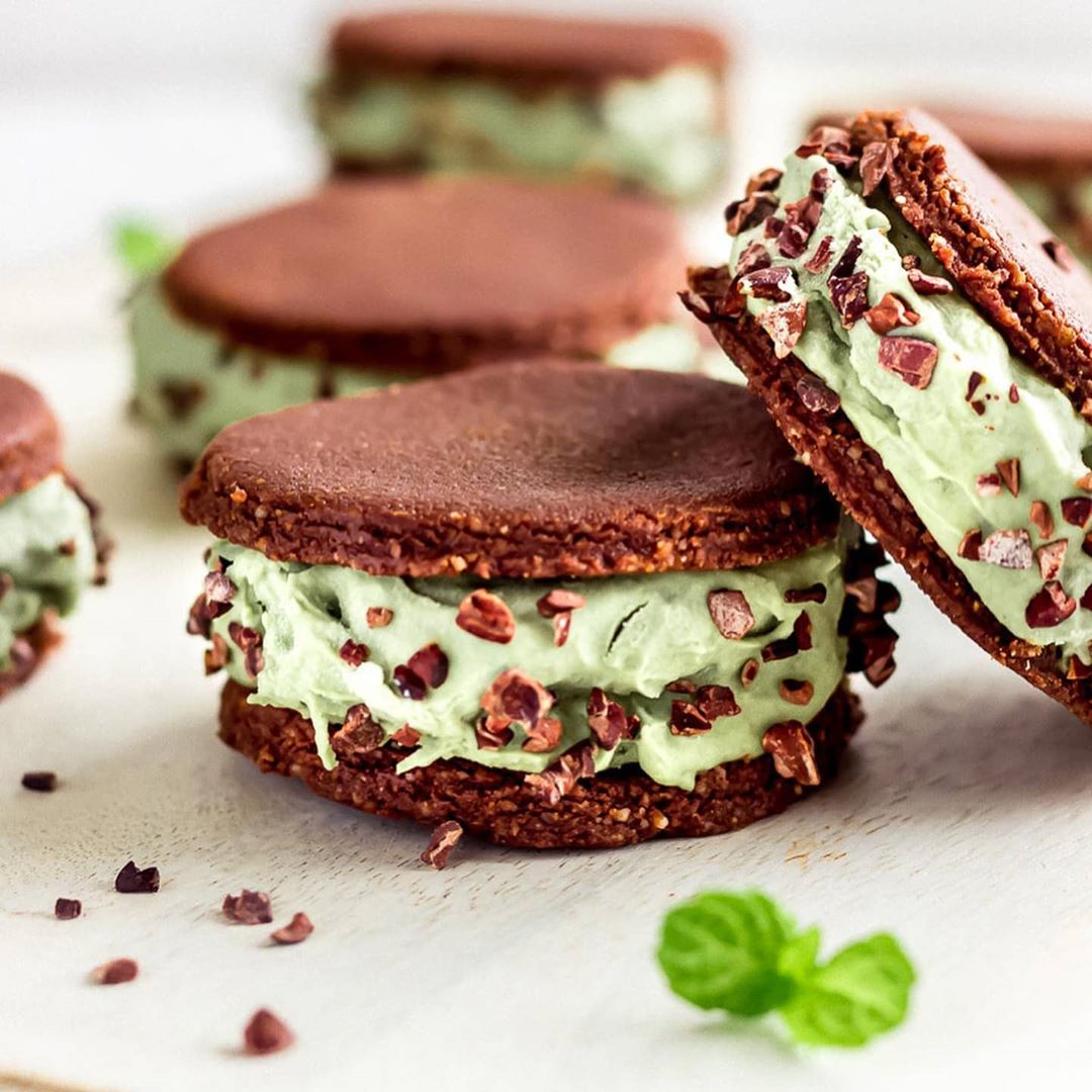 Vegan Mint Choc Chip Ice Cream Sandwiches