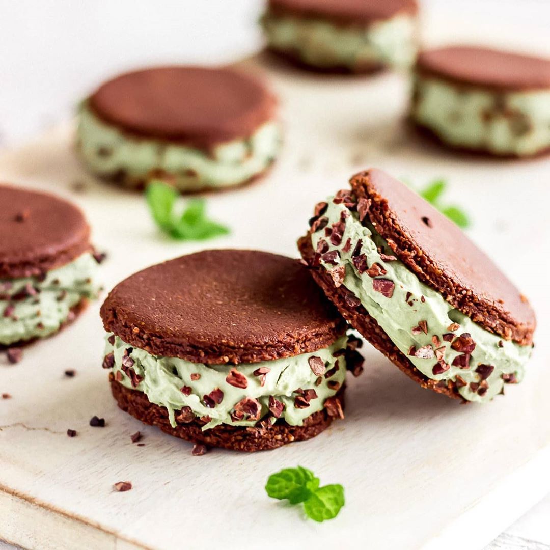 Vegan Mint Choc Chip Ice Cream Sandwiches