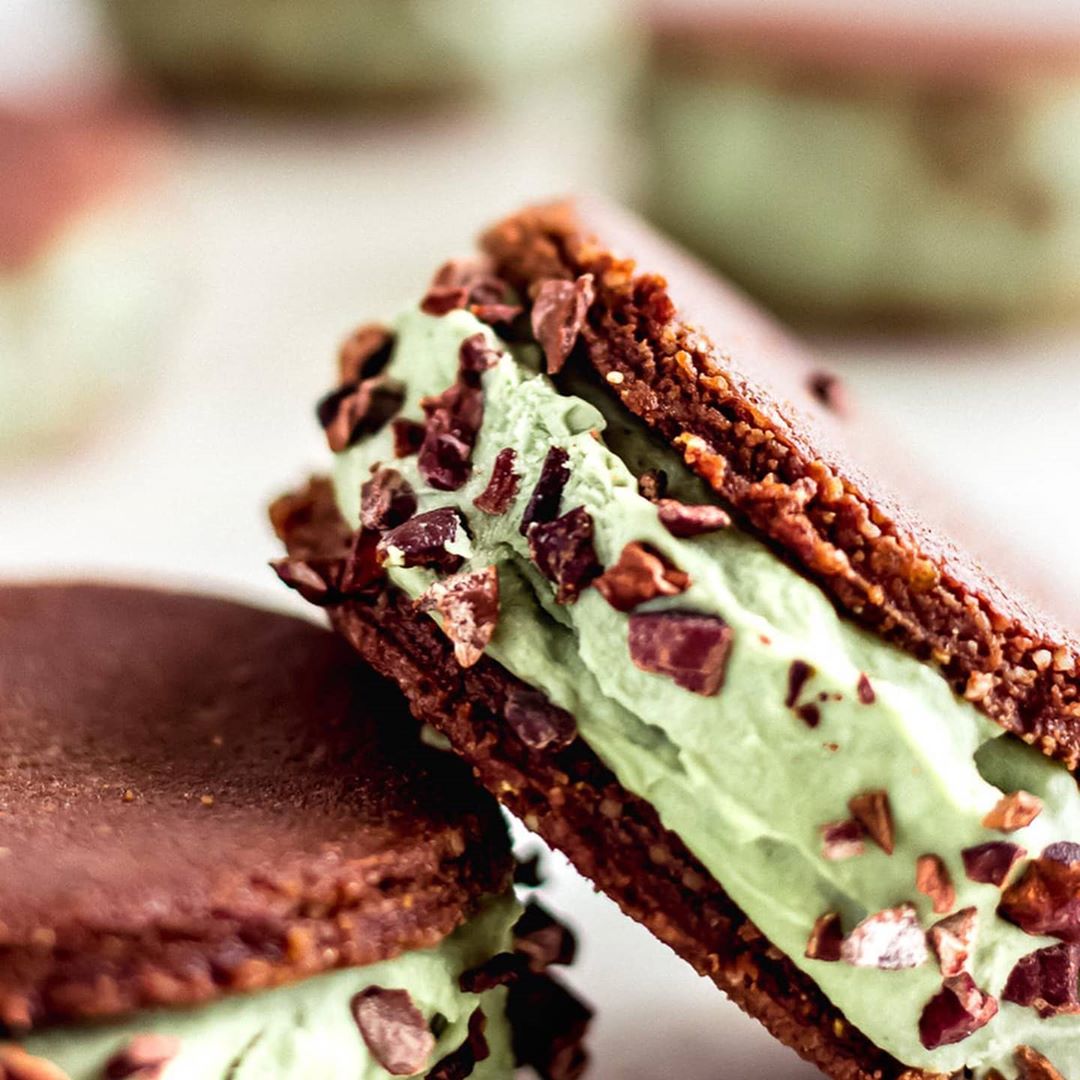 Vegan Mint Choc Chip Ice Cream Sandwiches