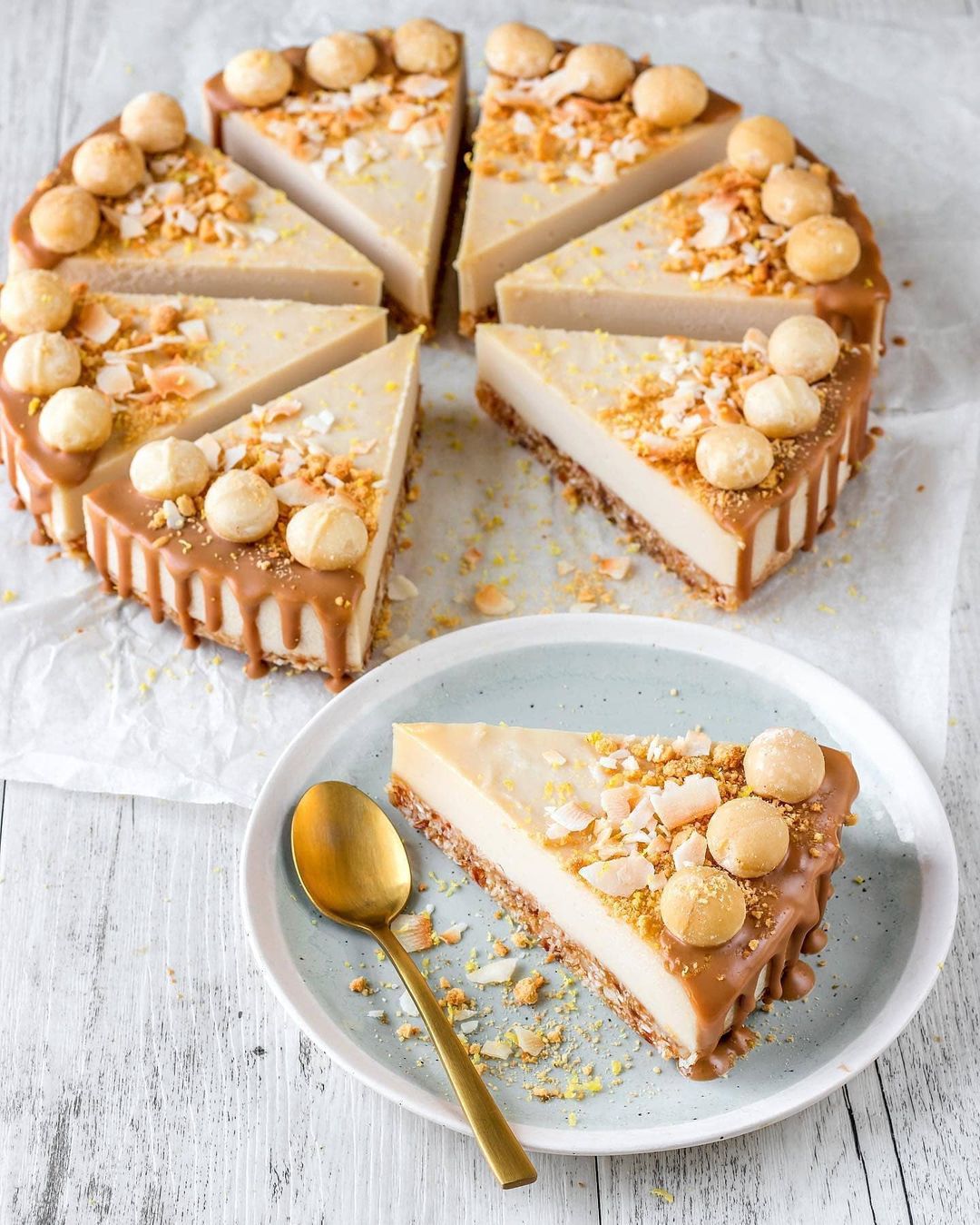 No-Bake Macadamia Lemon Coconut Cheesecake
