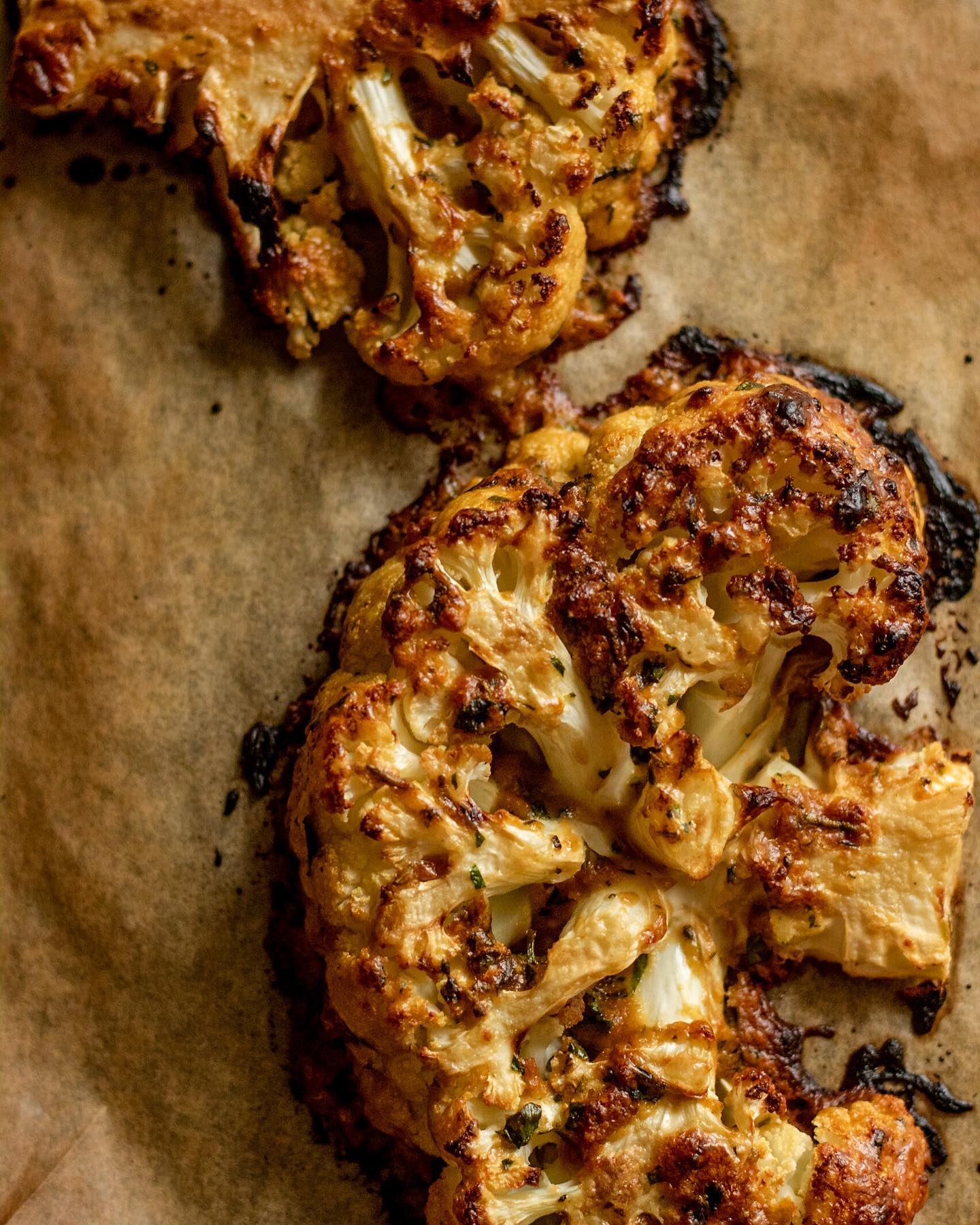 Tahini Roasted Cauliflower and Lentils