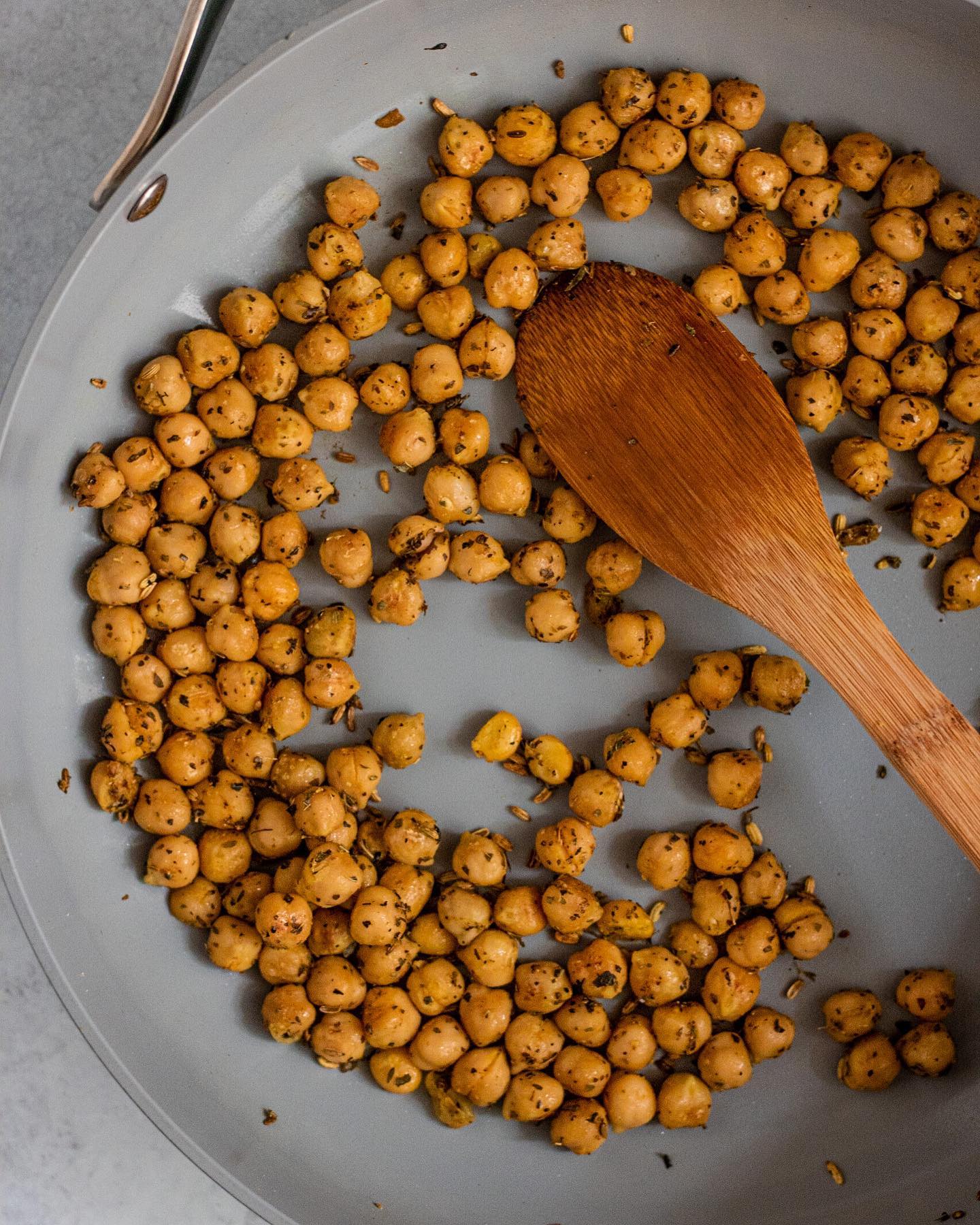 One Skillet Toasted Garlic and Chickpea Orzo