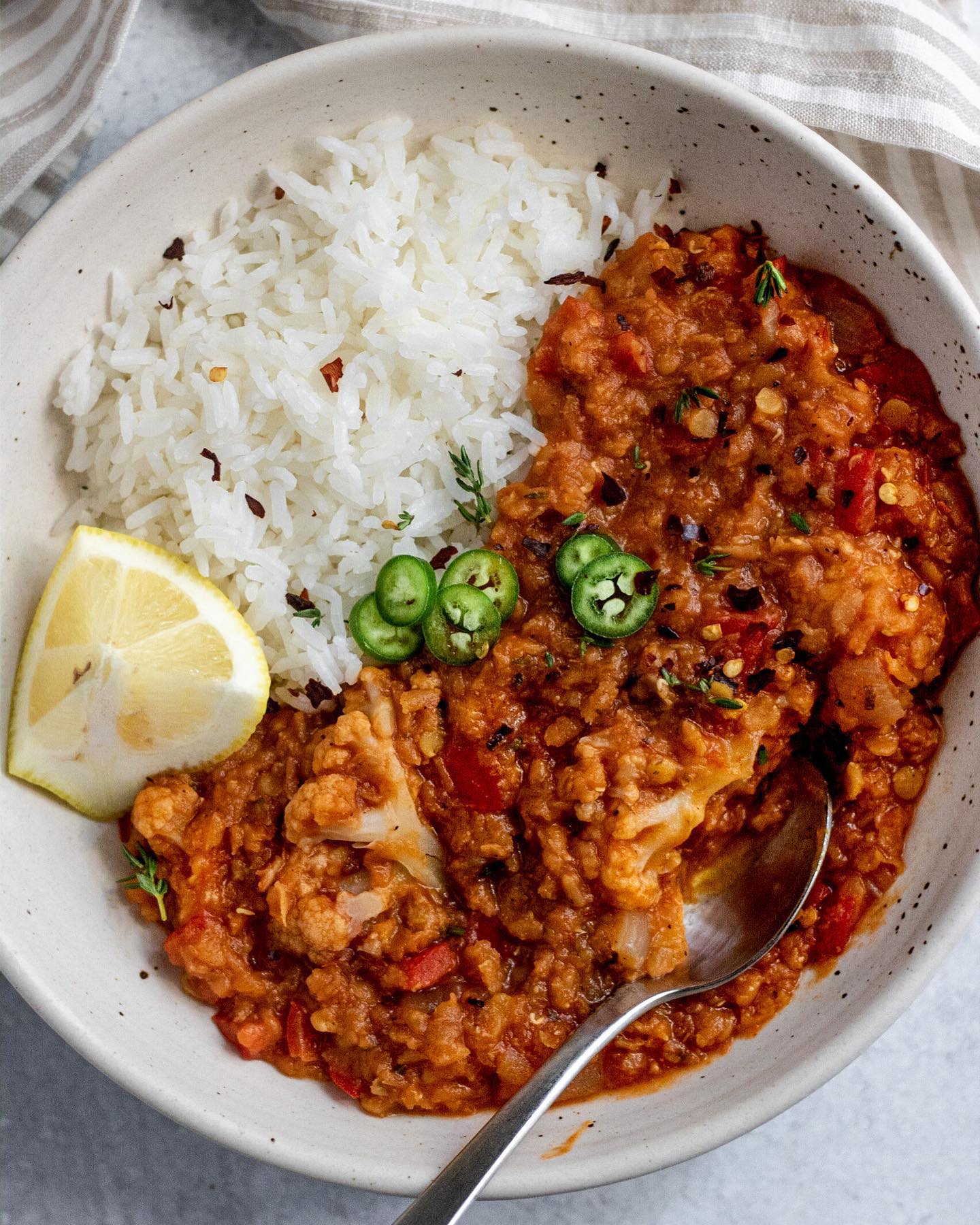 Sautéed Garlic and Cauliflower Red Lentil Stew