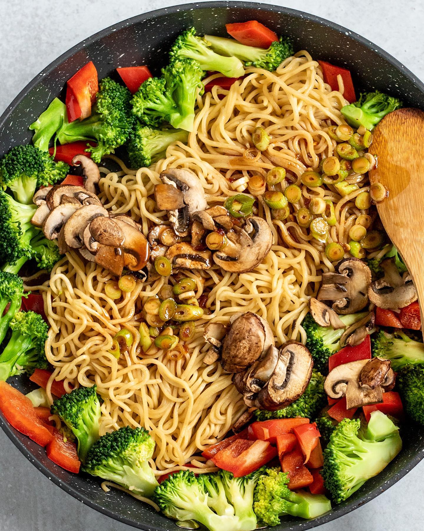 Spicy Sriracha Tofu Noodle Stir-Fry