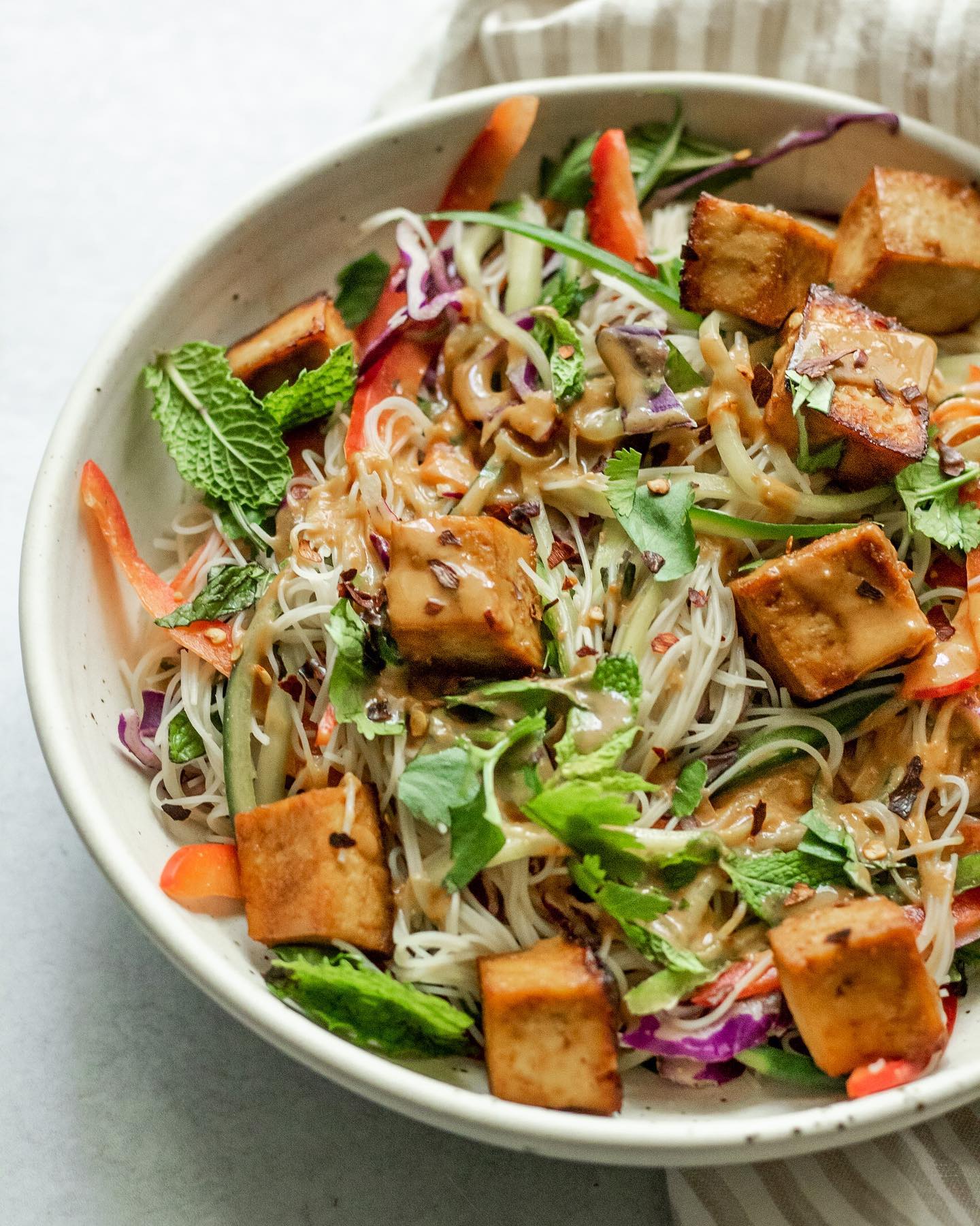 Sweet Hoisin Tofu Vermicelli Noodle Salad