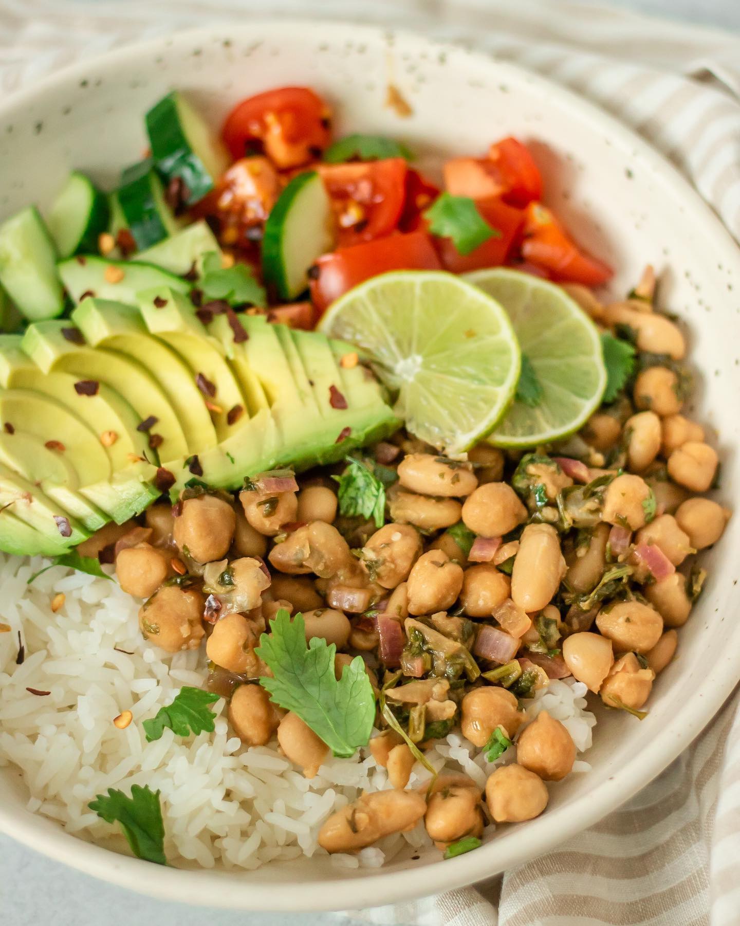 Tangy Cilantro Lime Chickpeas Nourish Bowl