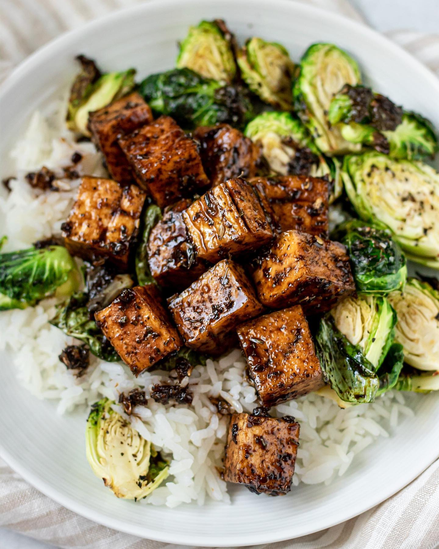 Balsamic Tofu with Basil and Fennel Seeds