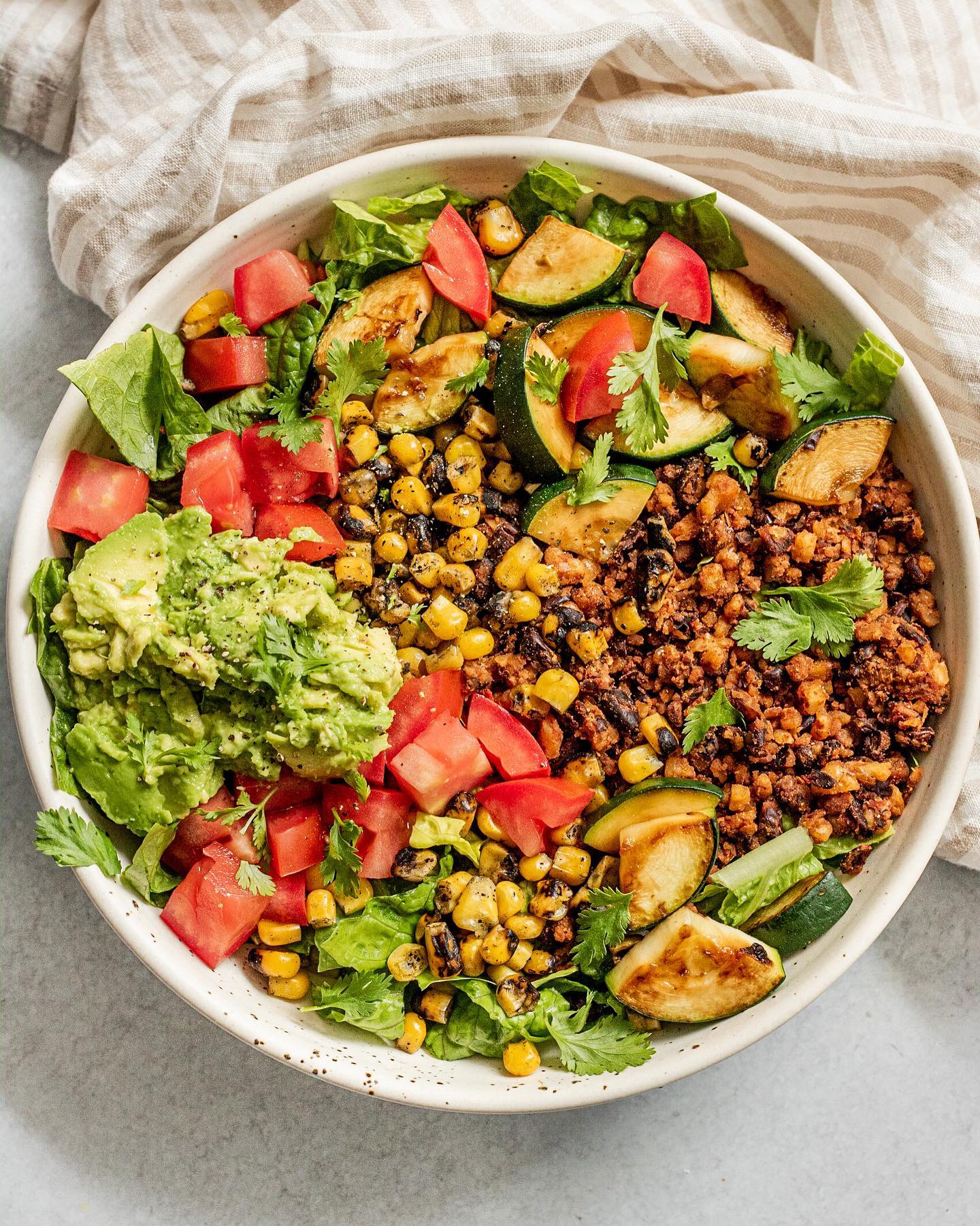 Vegan Taco Bowl with Walnut Taco Meat