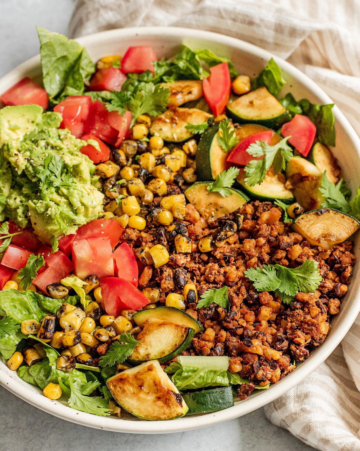 Vegan Taco Bowl with Walnut Taco Meat