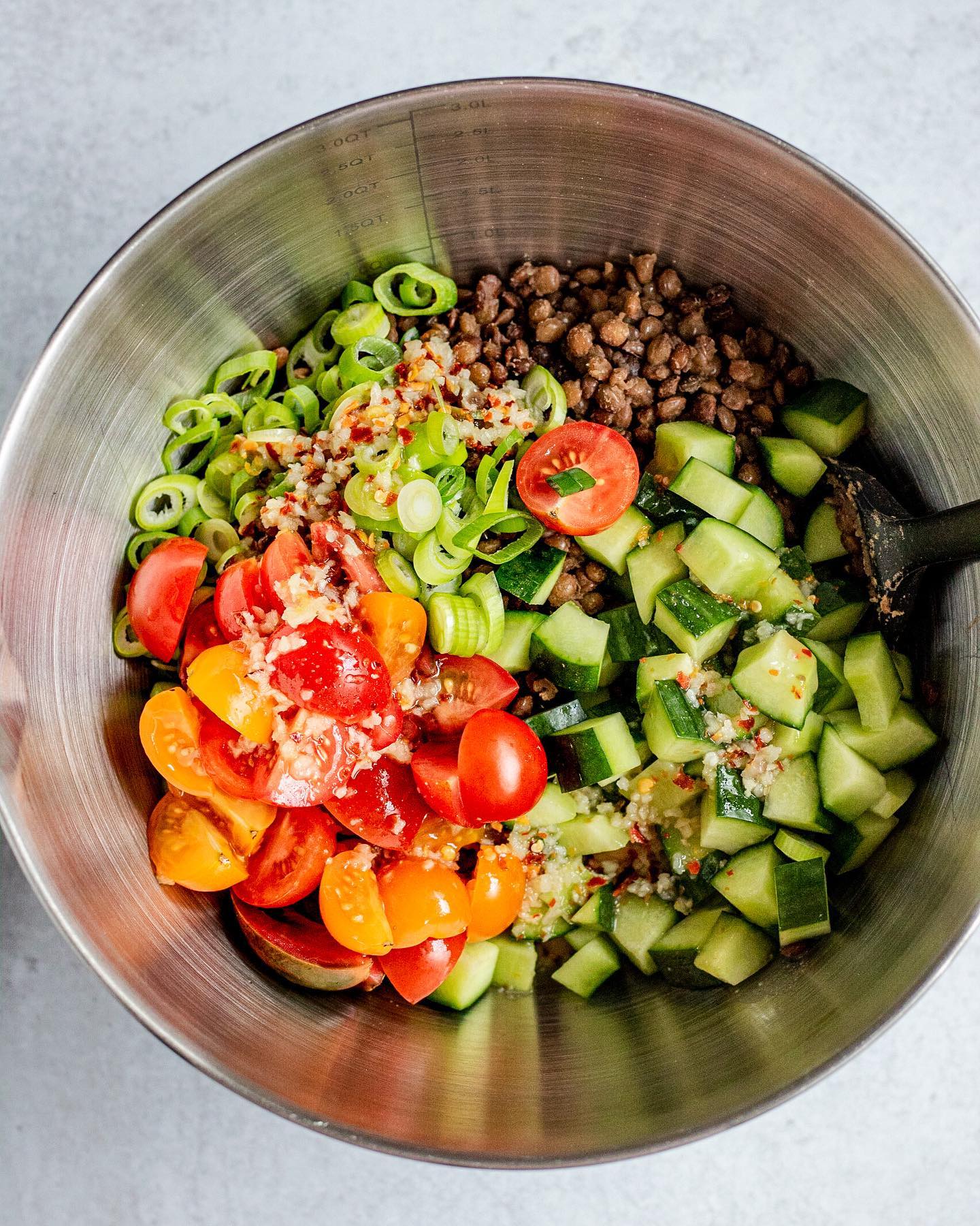 Tangy Marinated Chickpea Lentil Salad