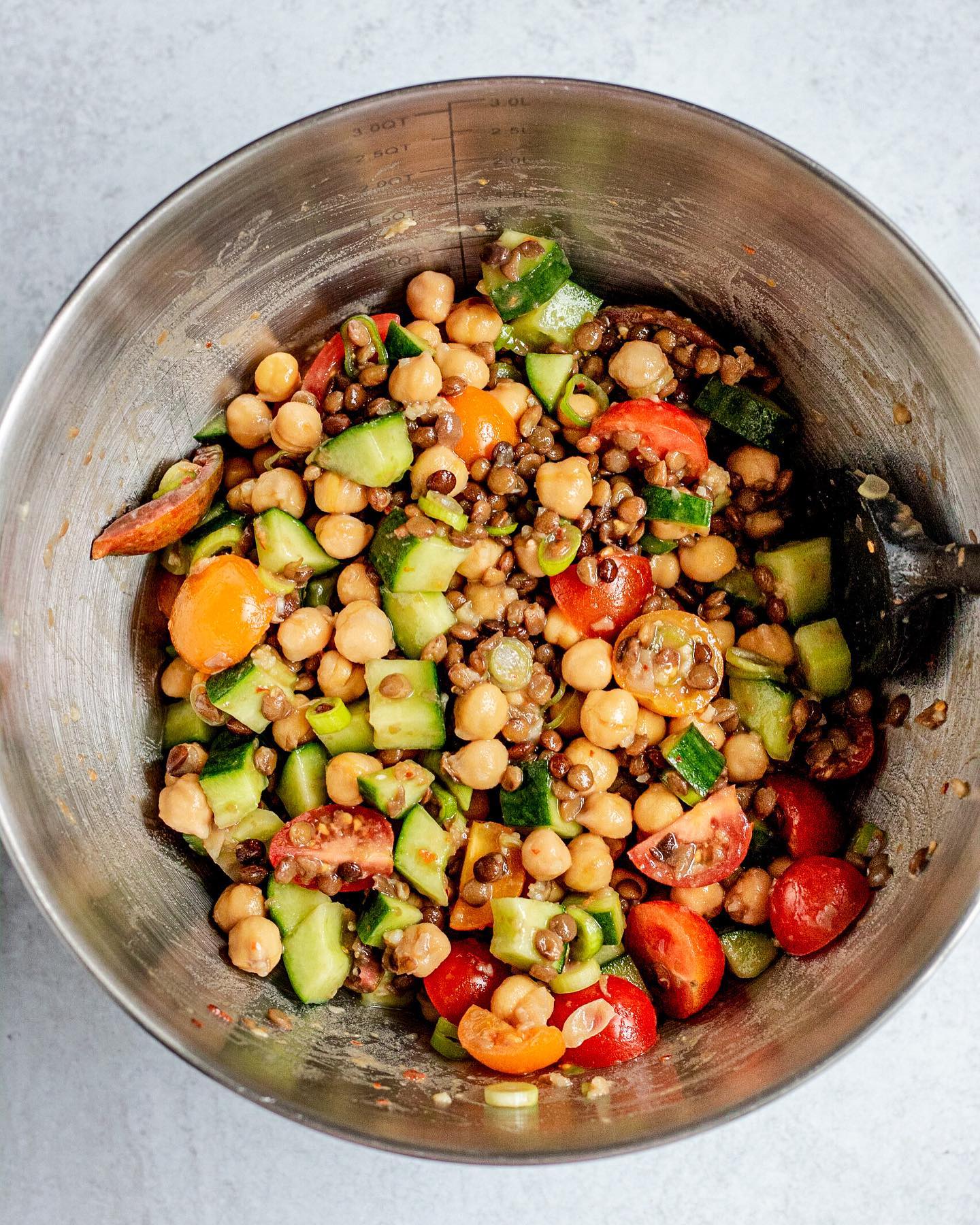 Tangy Marinated Chickpea Lentil Salad