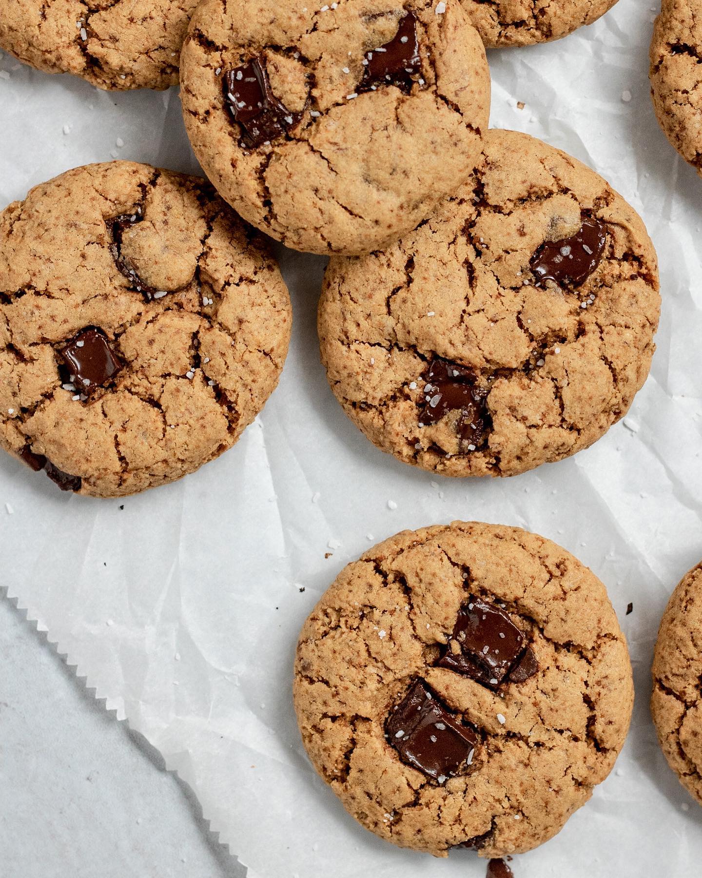 Gooey Chocolate Chip Tahini Cookies