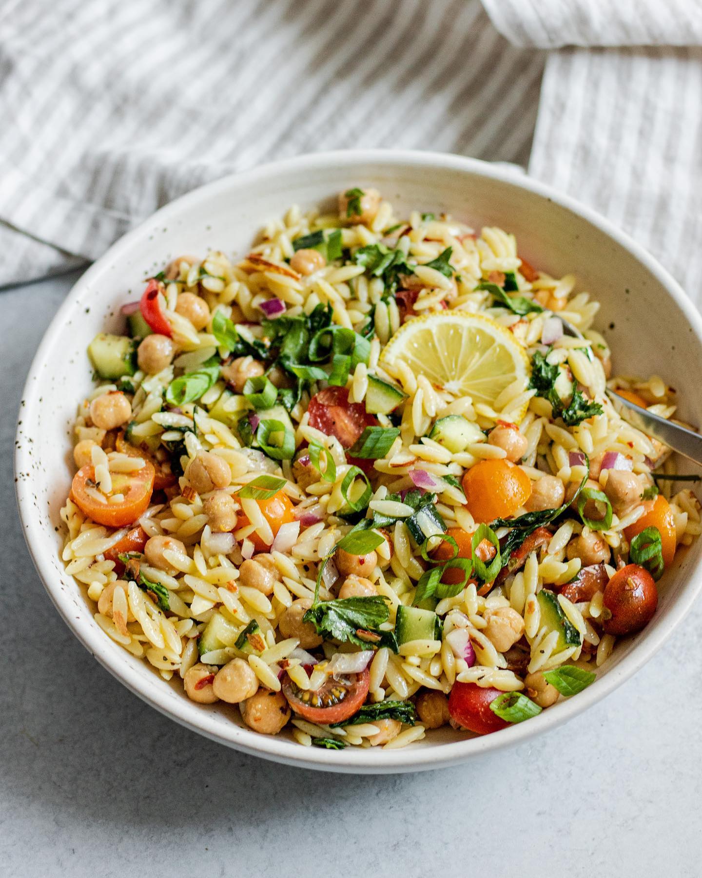 Lemon Orzo Chickpea Salad