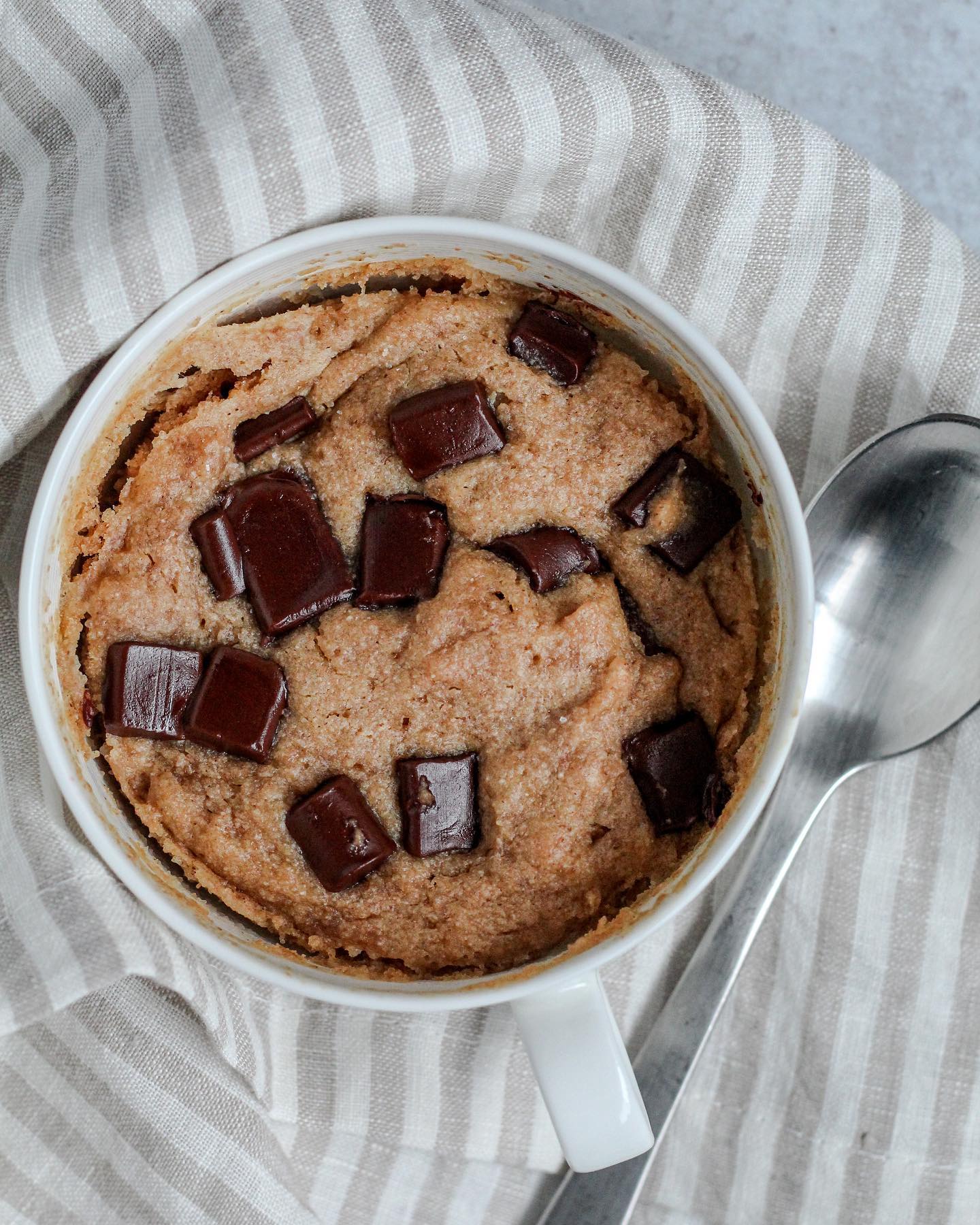 Vegan Peanut Butter Chocolate Chip Cookie Mug Cake