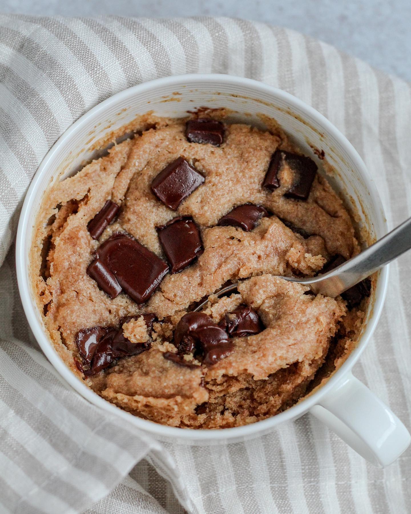 Vegan Peanut Butter Chocolate Chip Cookie Mug Cake