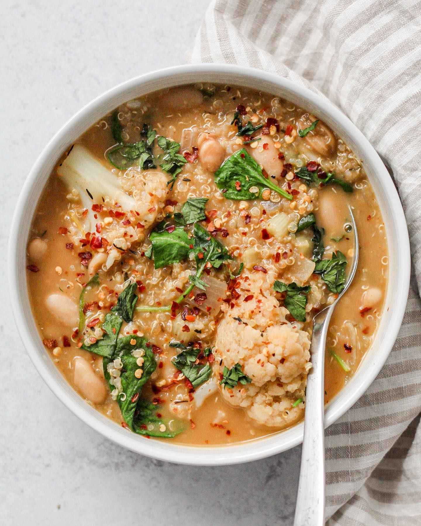 Creamy Cauliflower Quinoa Soup with Herbs and Spices