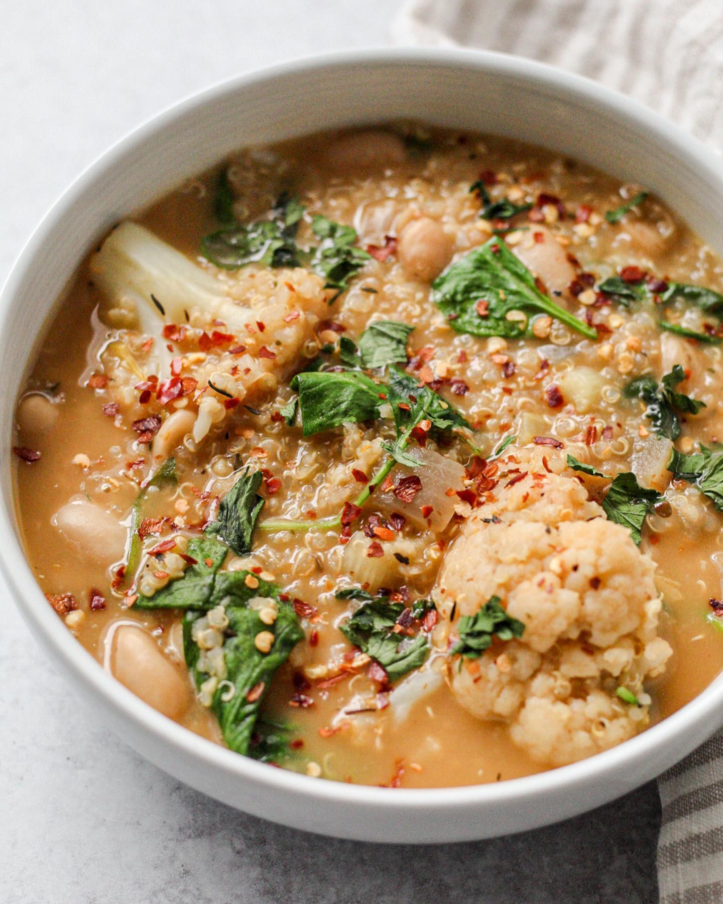 Creamy Cauliflower Quinoa Soup with Herbs and Spices