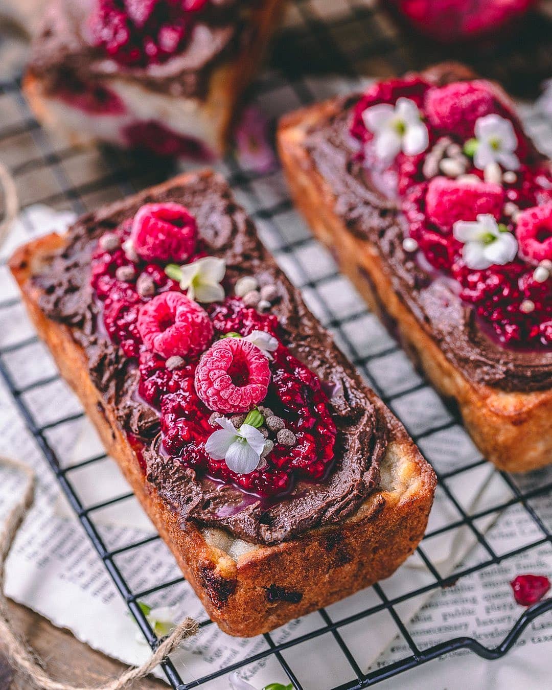 Mini Banana Bread Studded with Raspberries