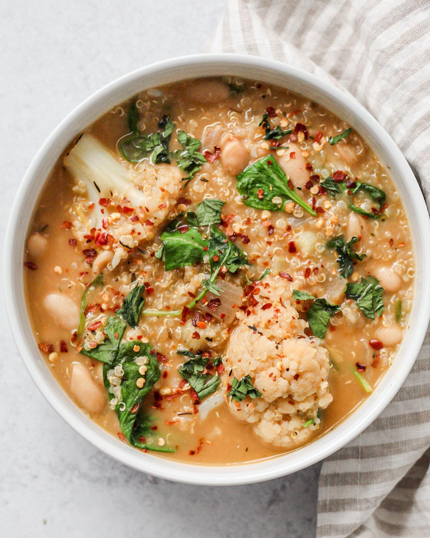 Creamy Cauliflower Quinoa Soup with Herbs and Spices