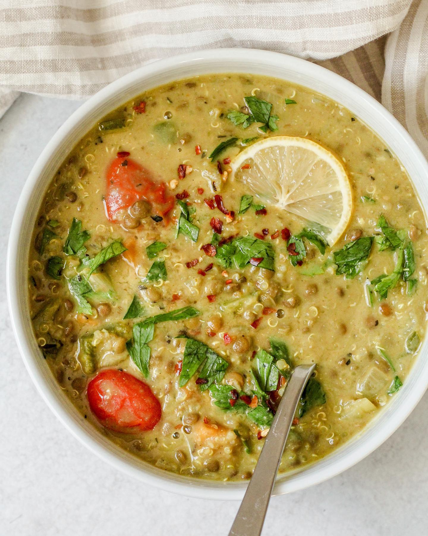 Creamy Lentil Quinoa Veggie Soup