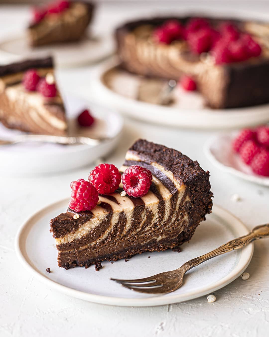 Baked Vegan Zebra Cheesecake