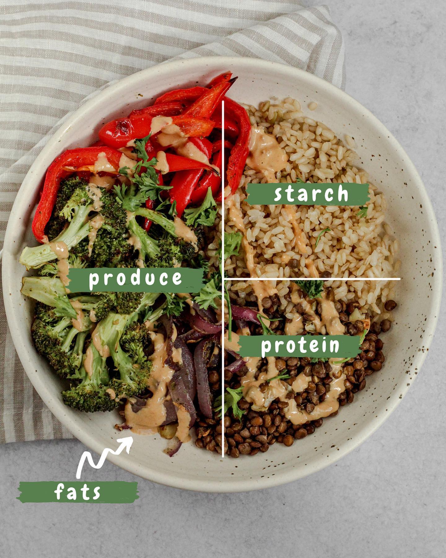 Herby Lentil Veggie Sheet Pan with Spicy Tahini Sauce