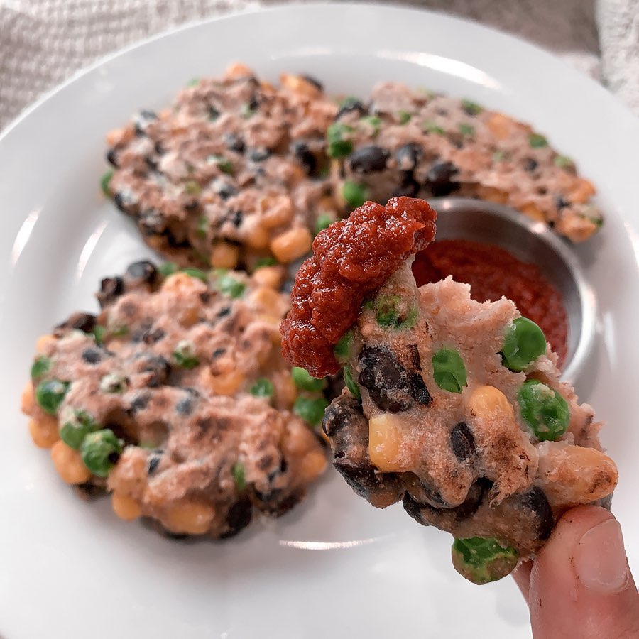 Homemade Veggie Patties with Spicy Tomato Dip