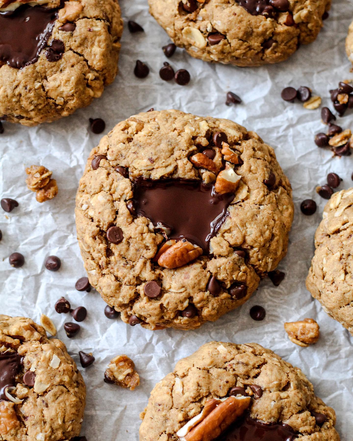 Cowboy Cookies with Chocolate Chips, Oats, Coconut, and Pecans
