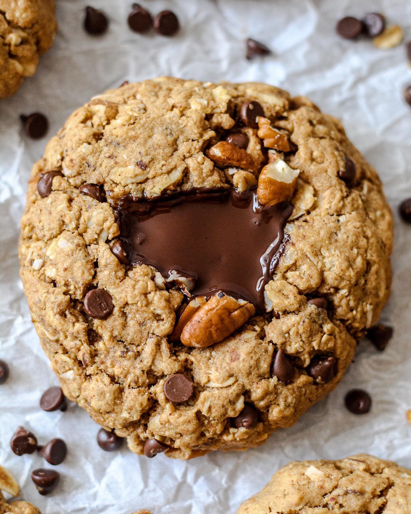 Cowboy Cookies with Chocolate Chips, Oats, Coconut, and Pecans