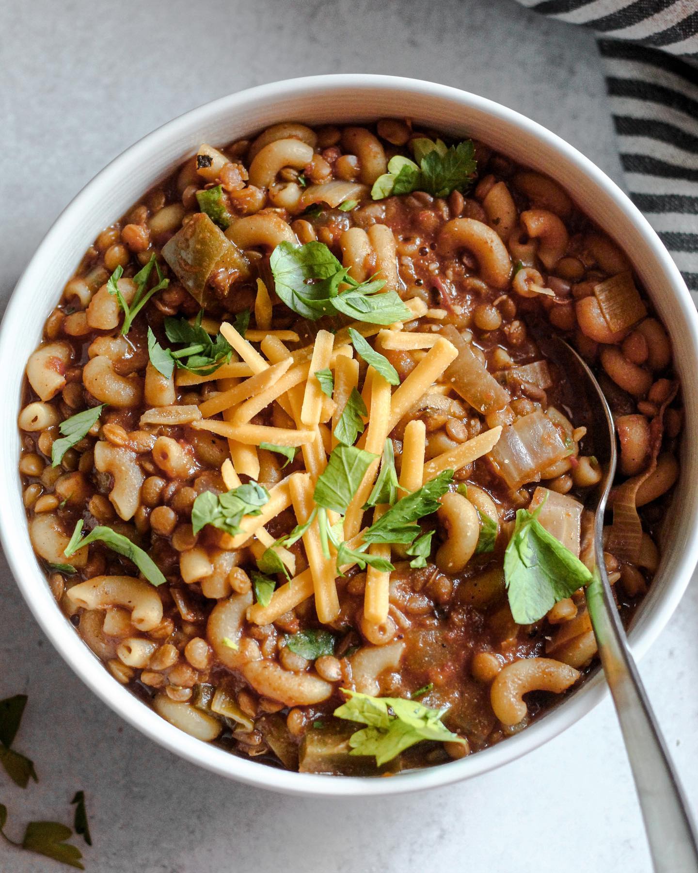 Lentil and Tomato Macaroni Soup