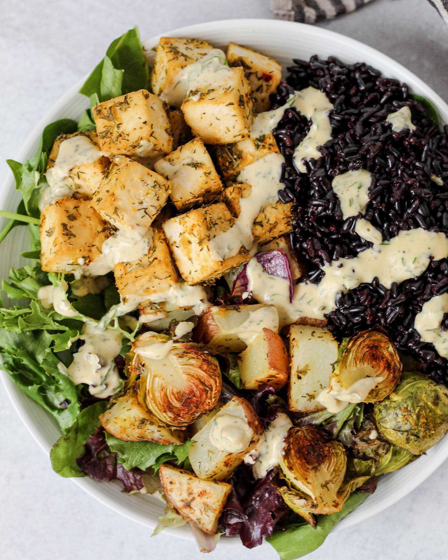 Tahini Ranch Tofu Sheet Pan