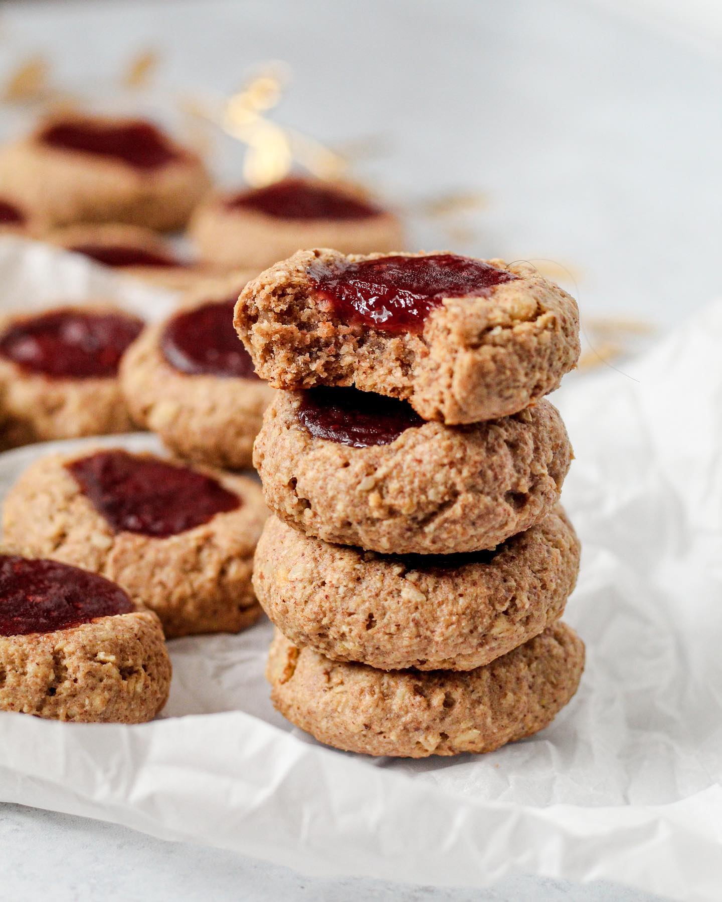 Healthier Strawberry Jam Thumbprint Cookies