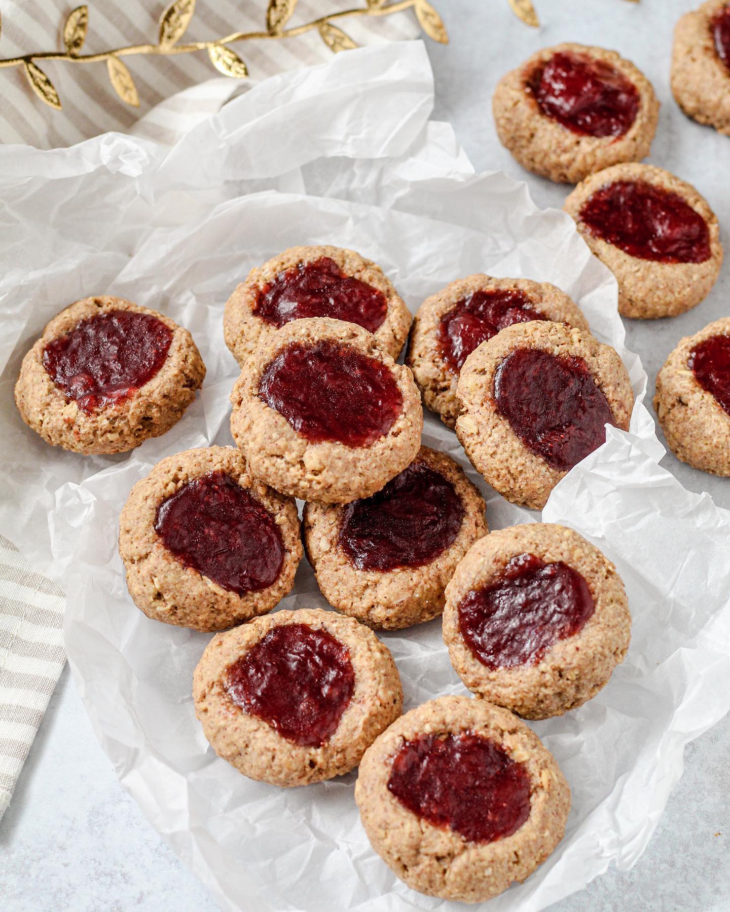 Healthier Strawberry Jam Thumbprint Cookies