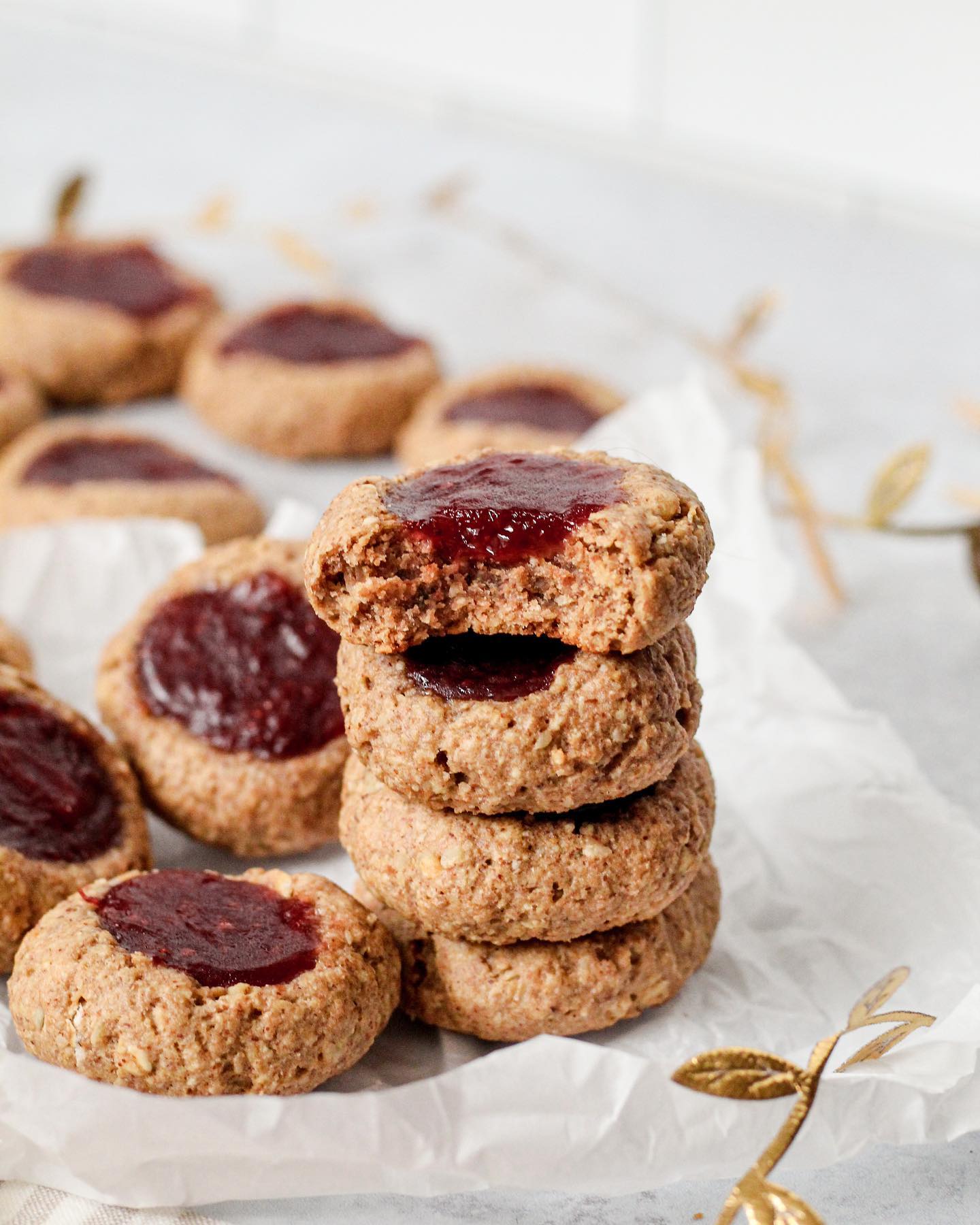 Healthier Strawberry Jam Thumbprint Cookies