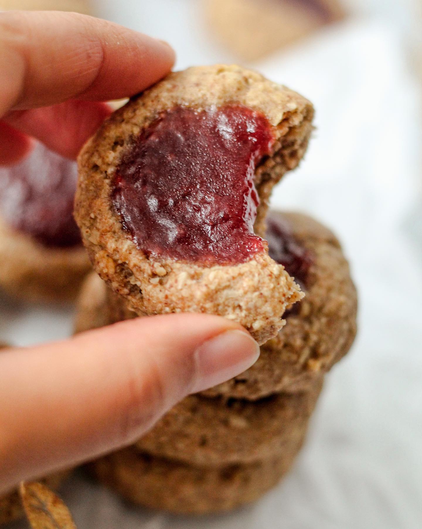 Healthier Strawberry Jam Thumbprint Cookies