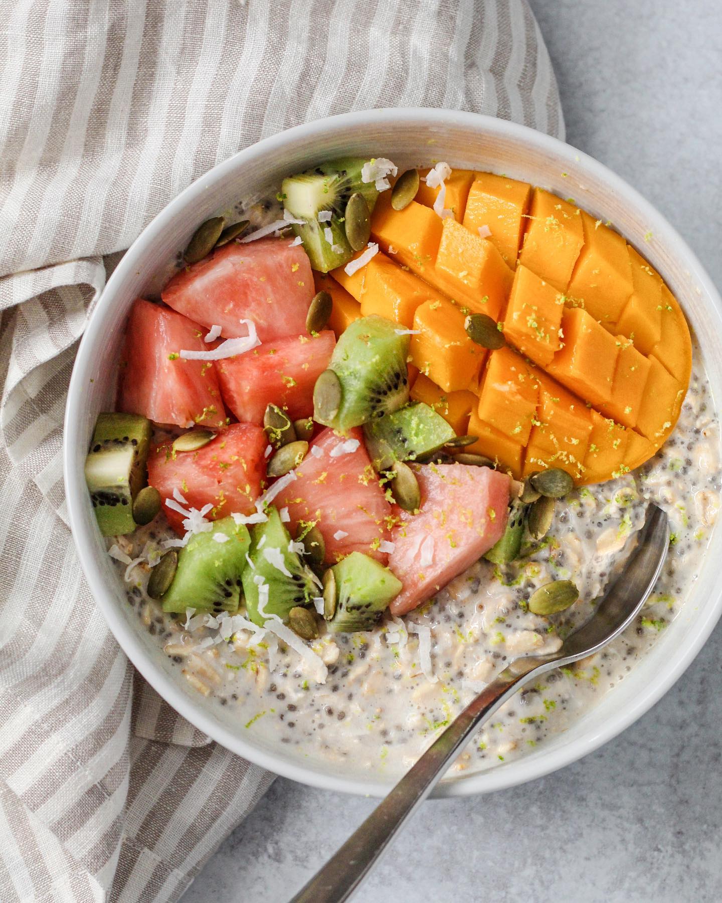 Tropical Escape Coconut Lime Overnight Oats with Pink Glow Pineapple