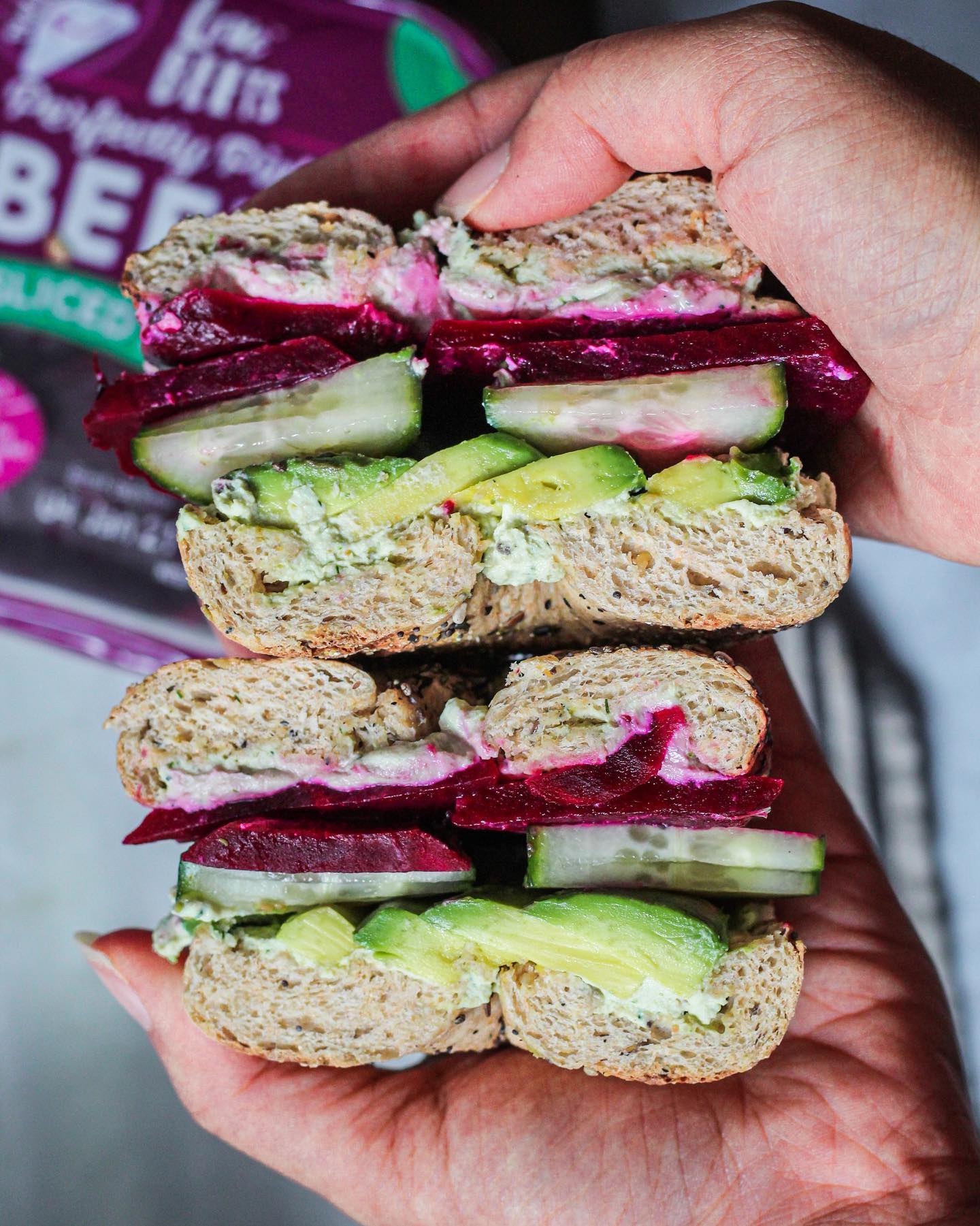 Herby Tofu Breakfast Sandwich with Pickled Beets