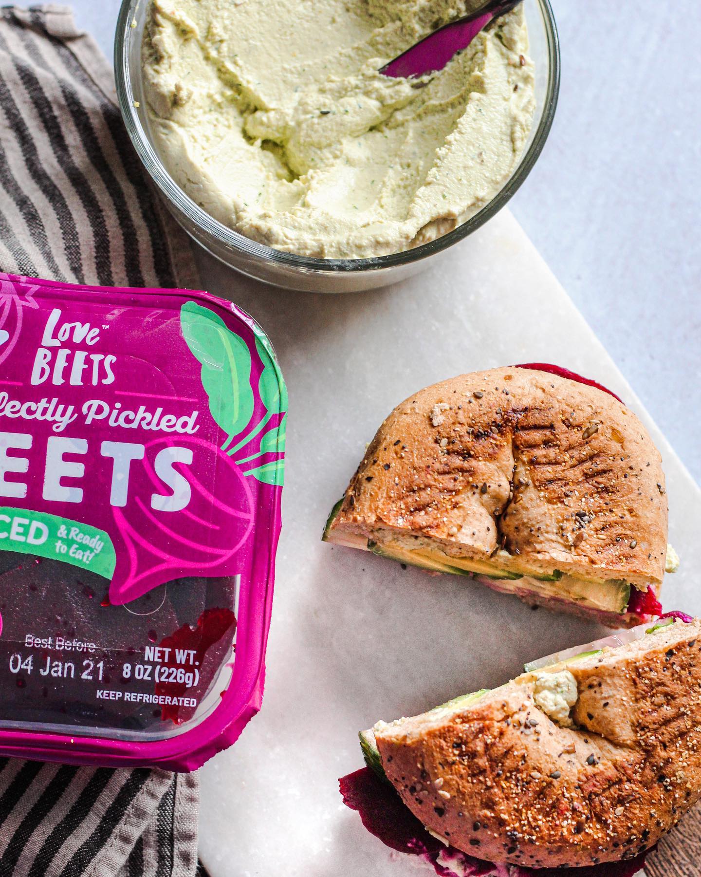 Herby Tofu Breakfast Sandwich with Pickled Beets