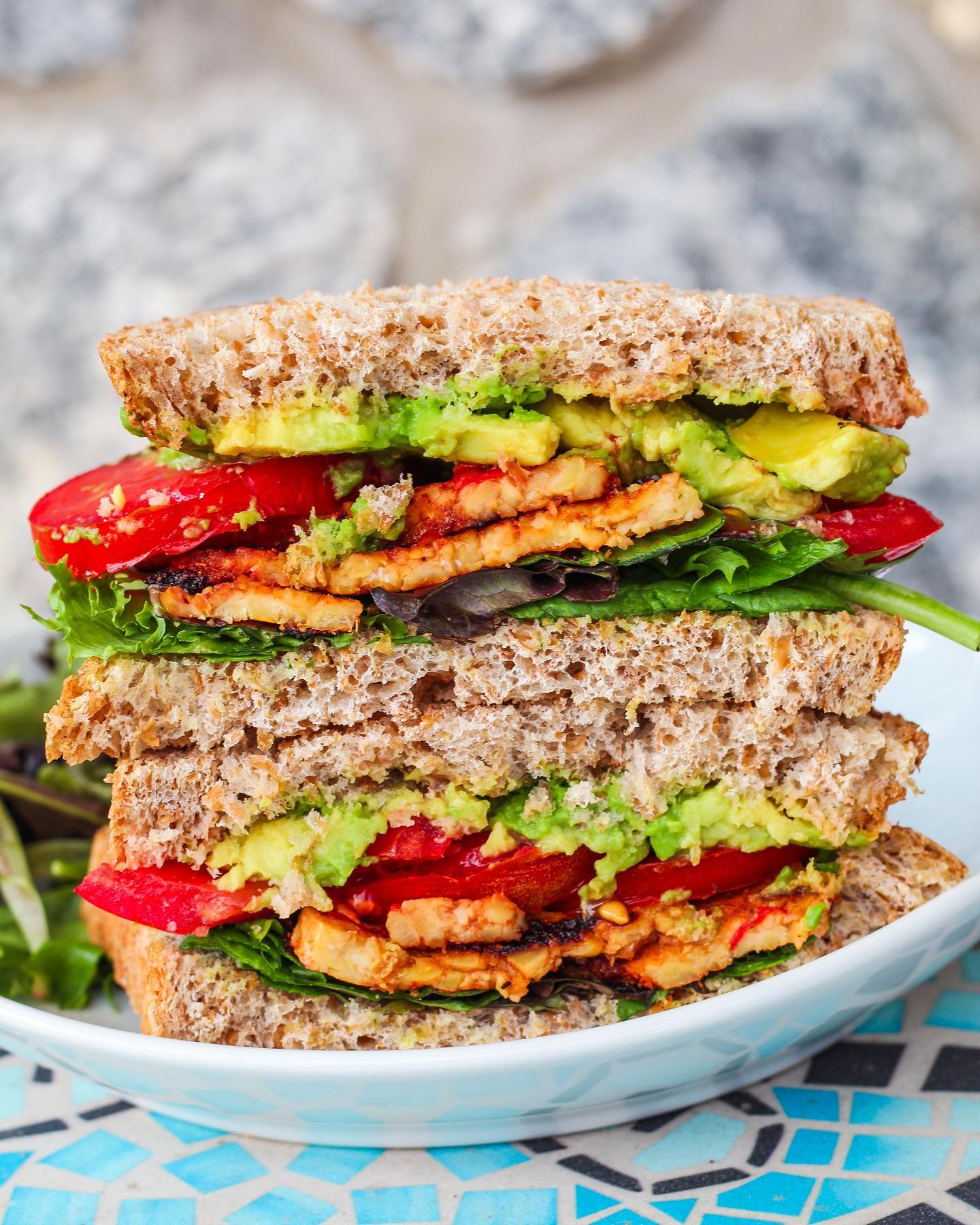 Tempeh Lettuce and Tomato Sandwich