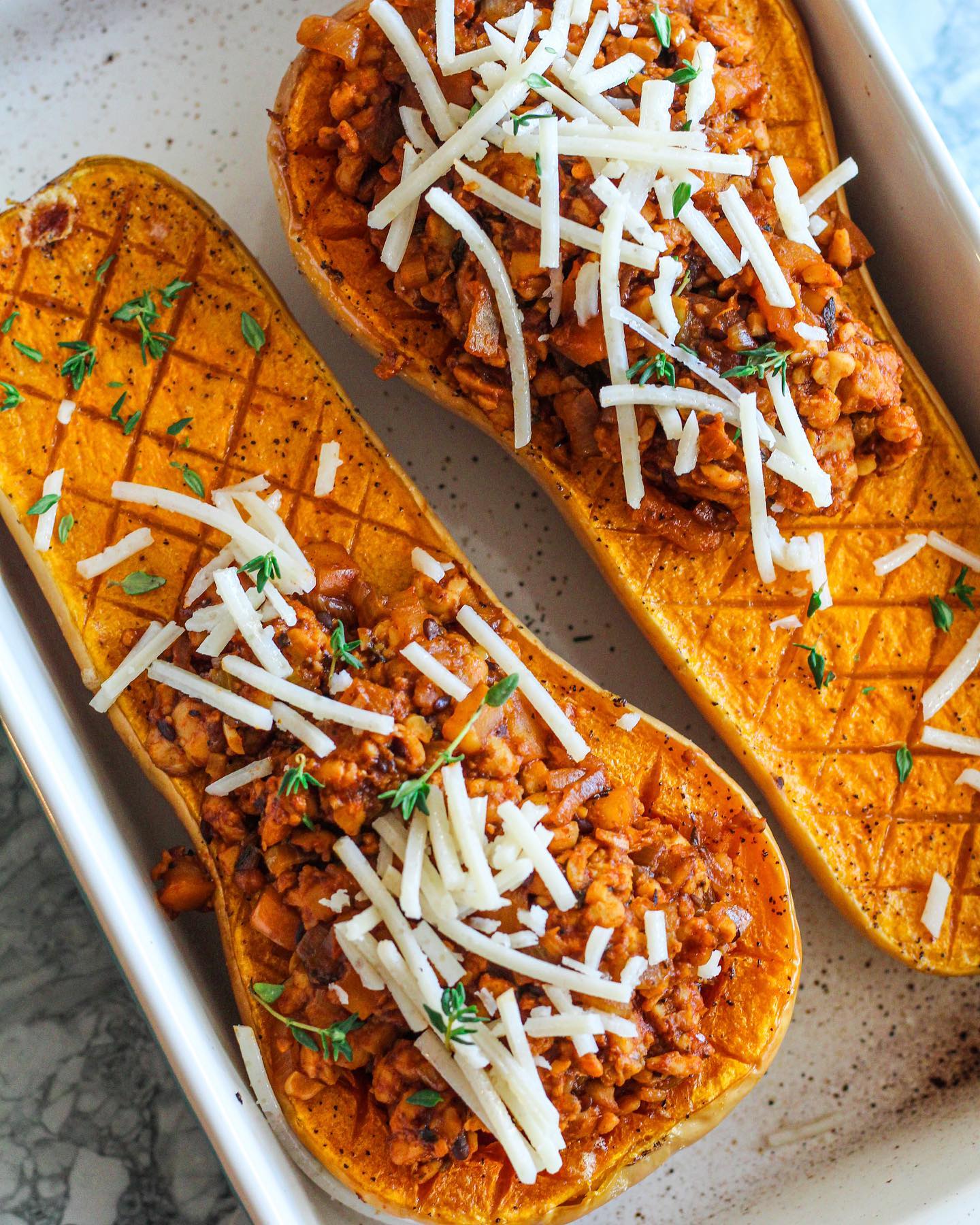 Vegan Gluten-Free Roasted Stuffed Butternut Squash