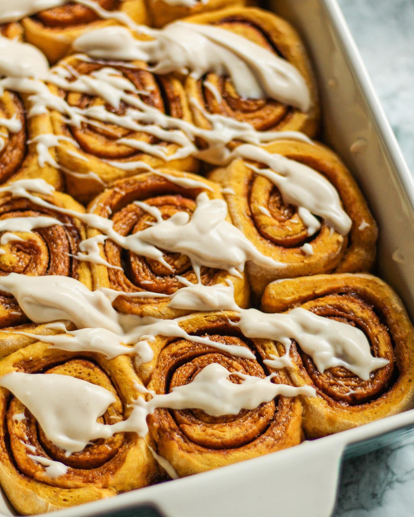 Pumpkin Cinnamon Rolls with Salted Maple Cream Cheese